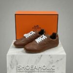 shoeaholic brown leather sneakers luxury footwear bahrain