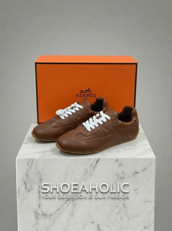 shoeaholic brown leather sneakers luxury footwear bahrain